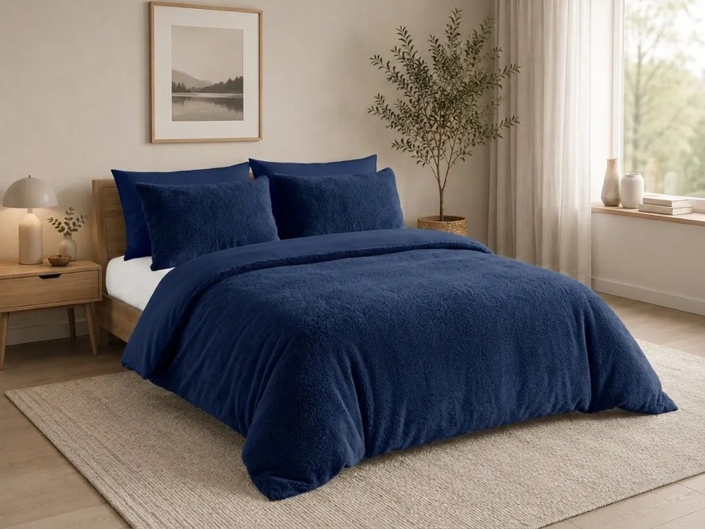 Lenjerie de pat cocolino TEDDY albastru, microplus/microfibra Dimensiune lenjerie de pat: 2 ks 60 x 70 cm | 240 x 200 cm