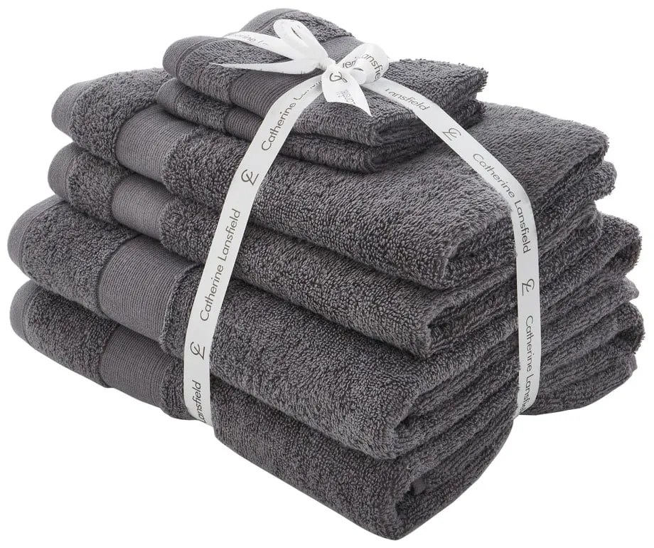 Prosoape de baie gri-închis 6 buc. din bumbac din frotir Anti-Bacterial – Catherine Lansfield