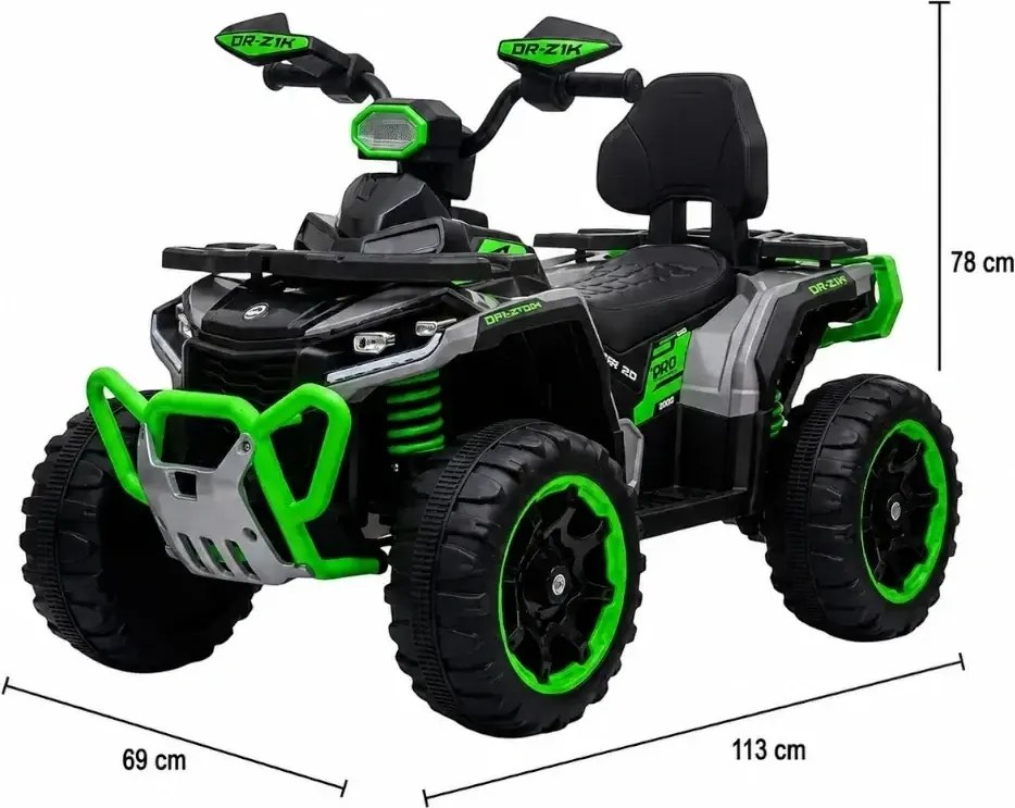 ATV Electric cu acumulator pentru copii NOVOKIDS™ MonsterQuad PRO , Cu melodii si lumini, Lungime 113 cm, 3-8 ani , Max 35 kg , Roti EVA, 12V, 4