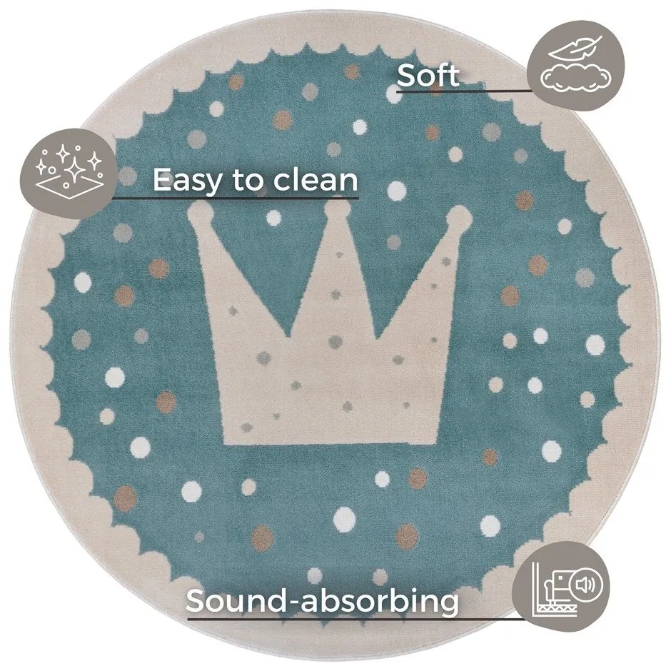 Covor pentru copii albastru ø 140 cm Crown – Hanse Home