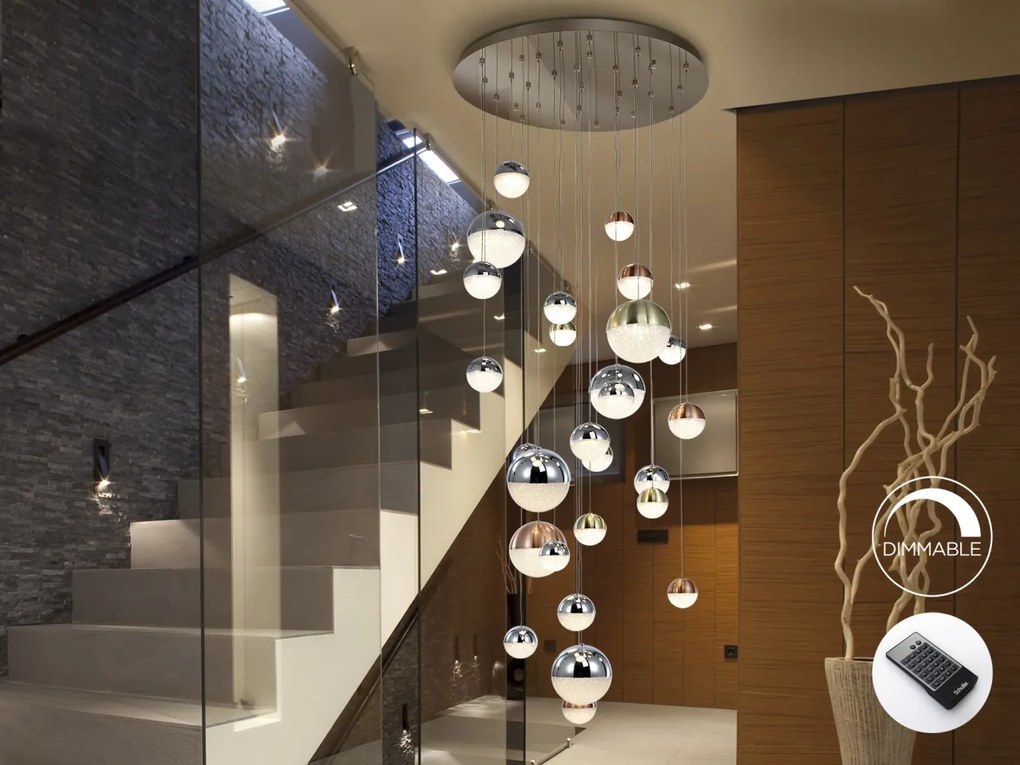 Lustra LED dimabila casa scarii XXL cu telecomanda Sphere 27L SV-793960D