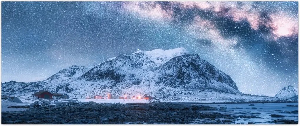 Tablou cu munți și ceul cu stele (120x50 cm)