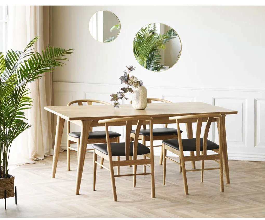 Scaun de dining Artenara, stejar cu scaun PU, natural/negru