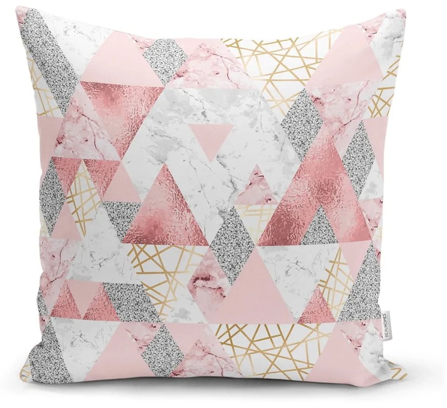 Set 4 fețe de pernă decorative Minimalist Cushion Covers Pink Leaves, 45 x 45 cm