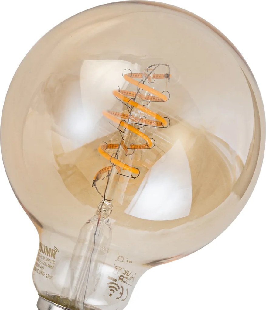 Set 5 becuri Becuri LED inteligente E27 reglabile G95 chihlimbar 4,9W 320lm 2500K