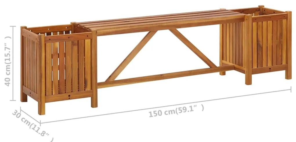Banca de gradina cu 2 jardiniere, 150x30x40 cm, lemn de acacia Maro, 150 x 30 x 40 cm, 1, 1