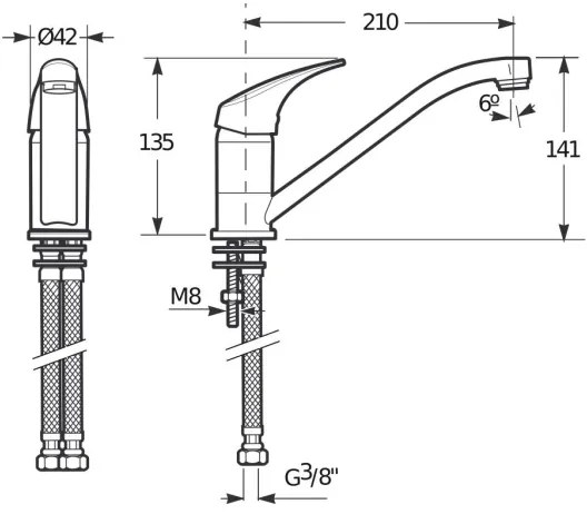 JIKA H3511N10042301 - Baterie TALAS 13,5 cm, crom lucios