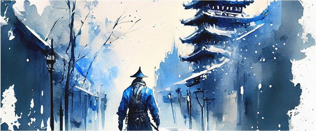Tablou - Samurai, aquarel (120x50 cm)