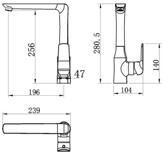 Novaservis - Baterie pentru chiuvetă NOBLESS TINA, neagră