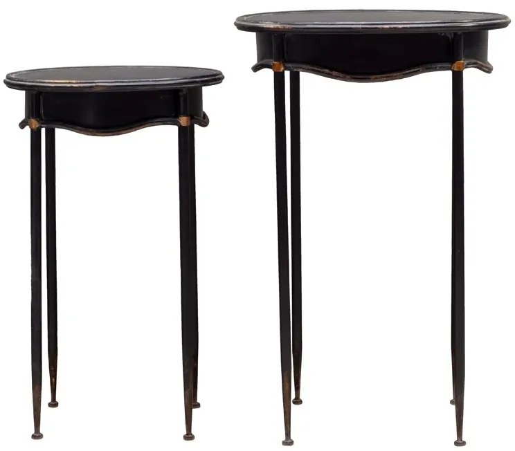 Set 2 masute laterale din metal, cu aspect vintage, Orleans