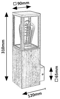 Aplică de perete exterior Rabalux 7195 Wales cu elemente din lemn