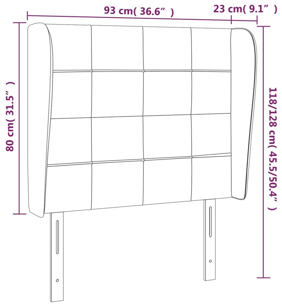 Tablie de pat cu aripioare, roz, 93x23x118 128 cm, catifea 1, Roz, 93 x 23 x 118 128 cm