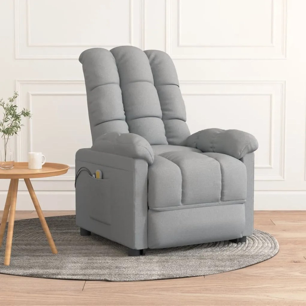 3073758 vidaXL Fotoliu de masaj electric rabatabil, gri deschis, textil