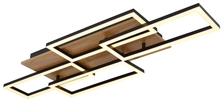 Plafoniera LED CCT cu telecomanda JEFFRY aspect lemn 67359-40 GL