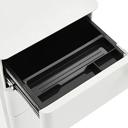 Dulap mobil pentru birou / rollbox, 46 x 30 x 59,2 cm, metal, alb, Songmics