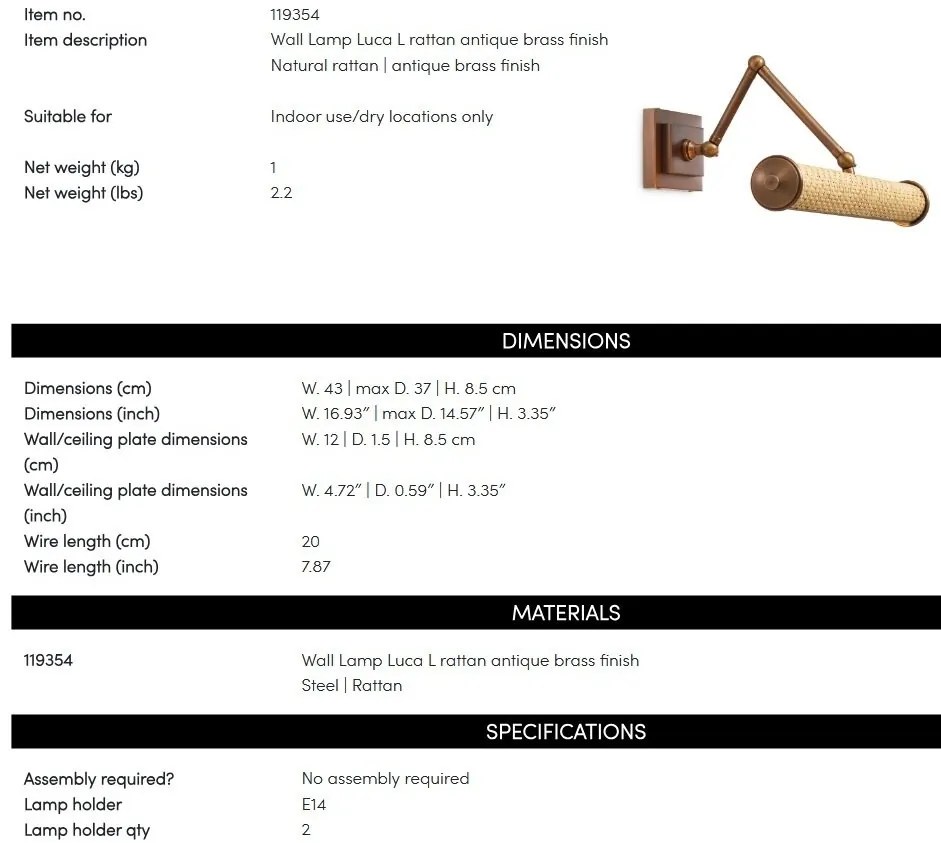 Aplica de perete LUX pentru oglinda sau tablou Luca L
