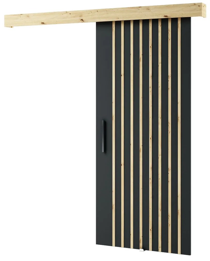 Uși culisante 90 cm Lovella (stejar artisan + negru mat). 1043546