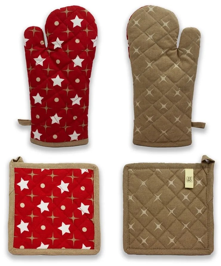 Trade Concept Mănușă cu magnet și suport cu buzunar Stars red, 18 x 32 cm, 20 x 20 cm