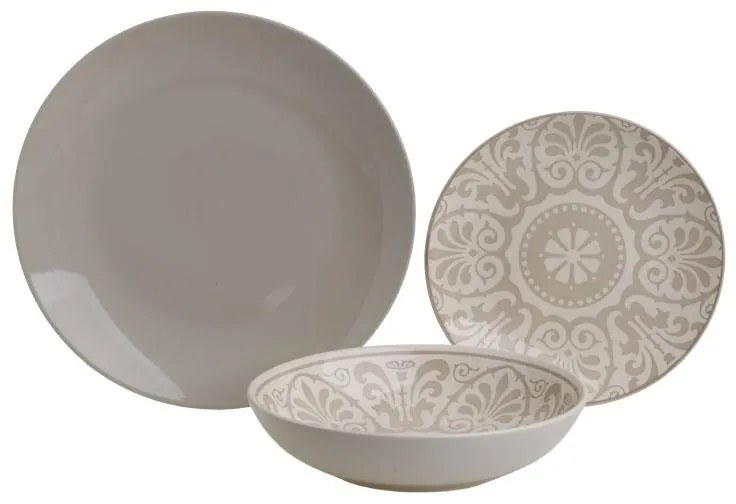 Set servire 18 piese din ceramica Stoneware Crem