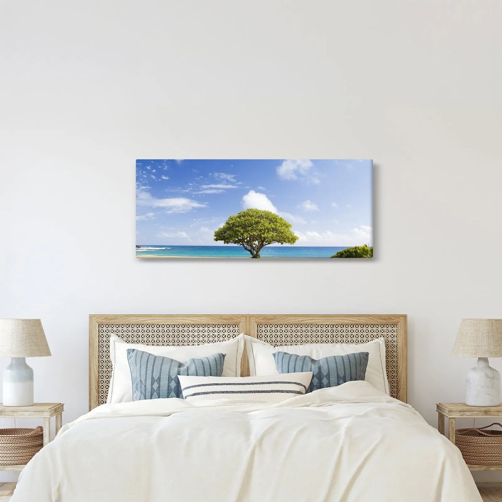 Tablou plaja cu copac (120x50 cm)