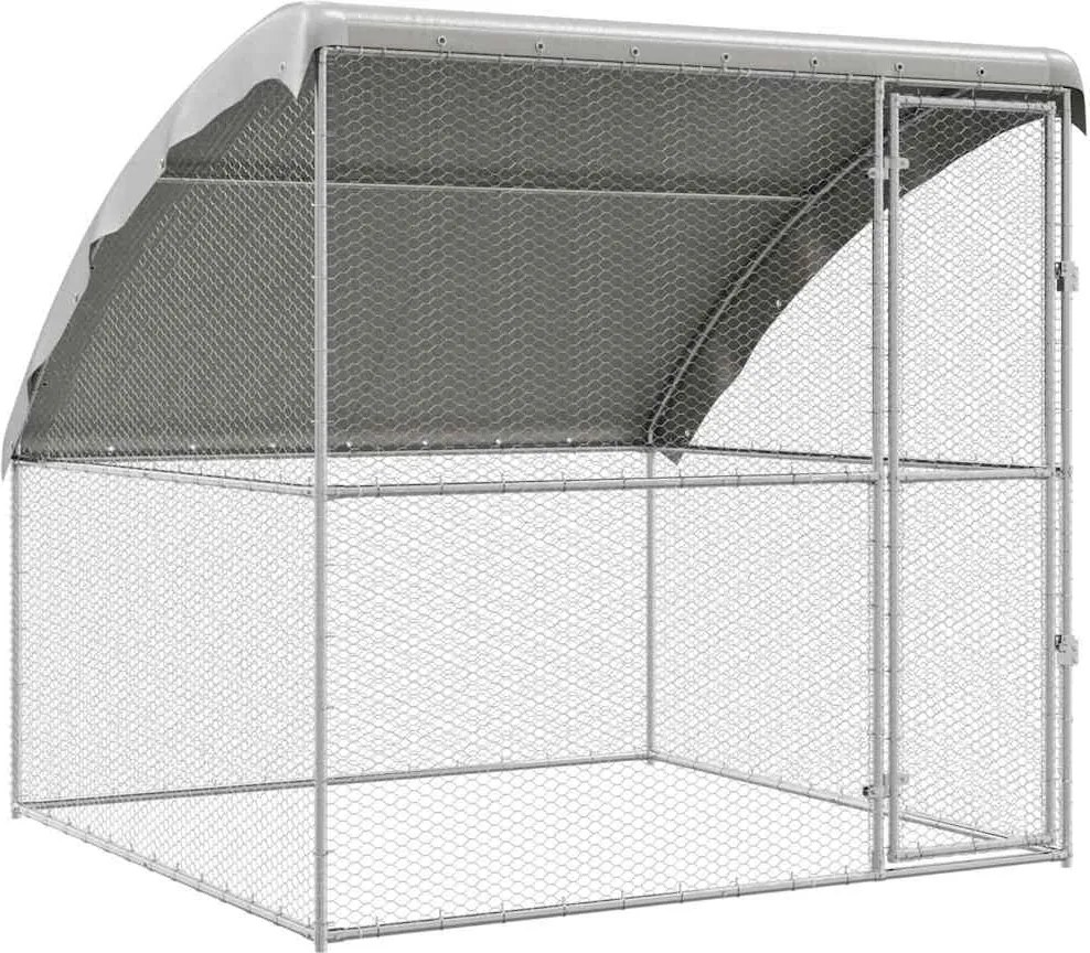 vidaXL Cușcă pentru pui Argintiu 2 x 2 x 2 m Oțel Galvanizat