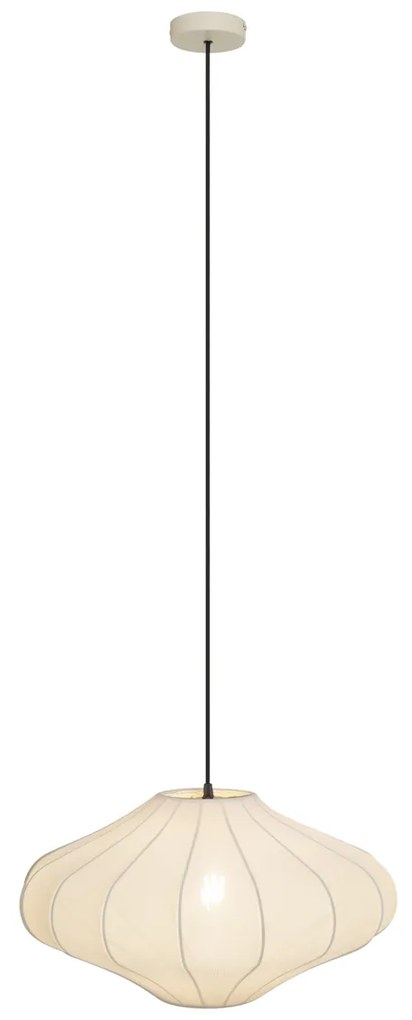 Lampă suspendată Japandi bej cu abajur din țesătură 50cm - Plu