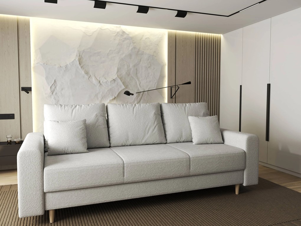 Canapea extensibilă dumonde cu ladă de depozitare si sezut confortabil din spuma high-density, Kronos Euphoria Ivory 210x100 cm