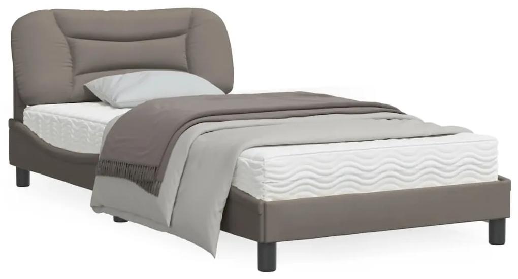 3207755 vidaXL Cadru de pat cu tăblie, gri taupe, 100x200 cm, textil