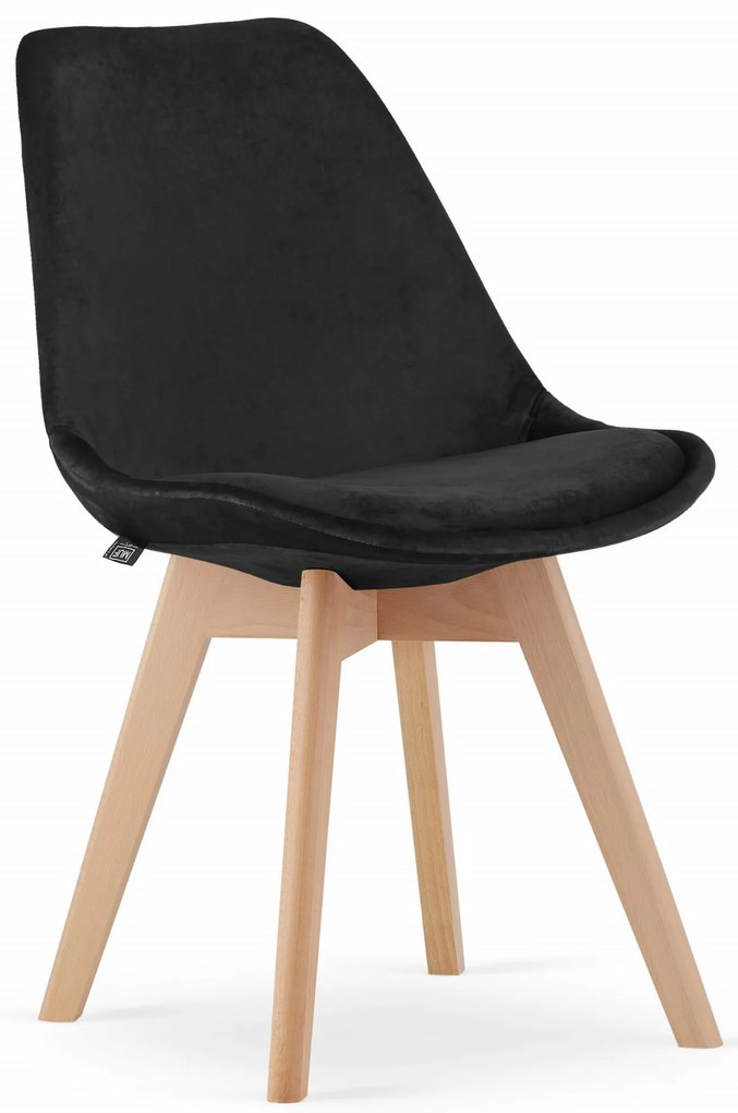 Scaun DAREN NORI VELVET negru cu picioare de fag