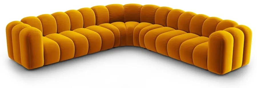 Colțar modular galben cu tapițerie din catifea Lupine – Micadoni