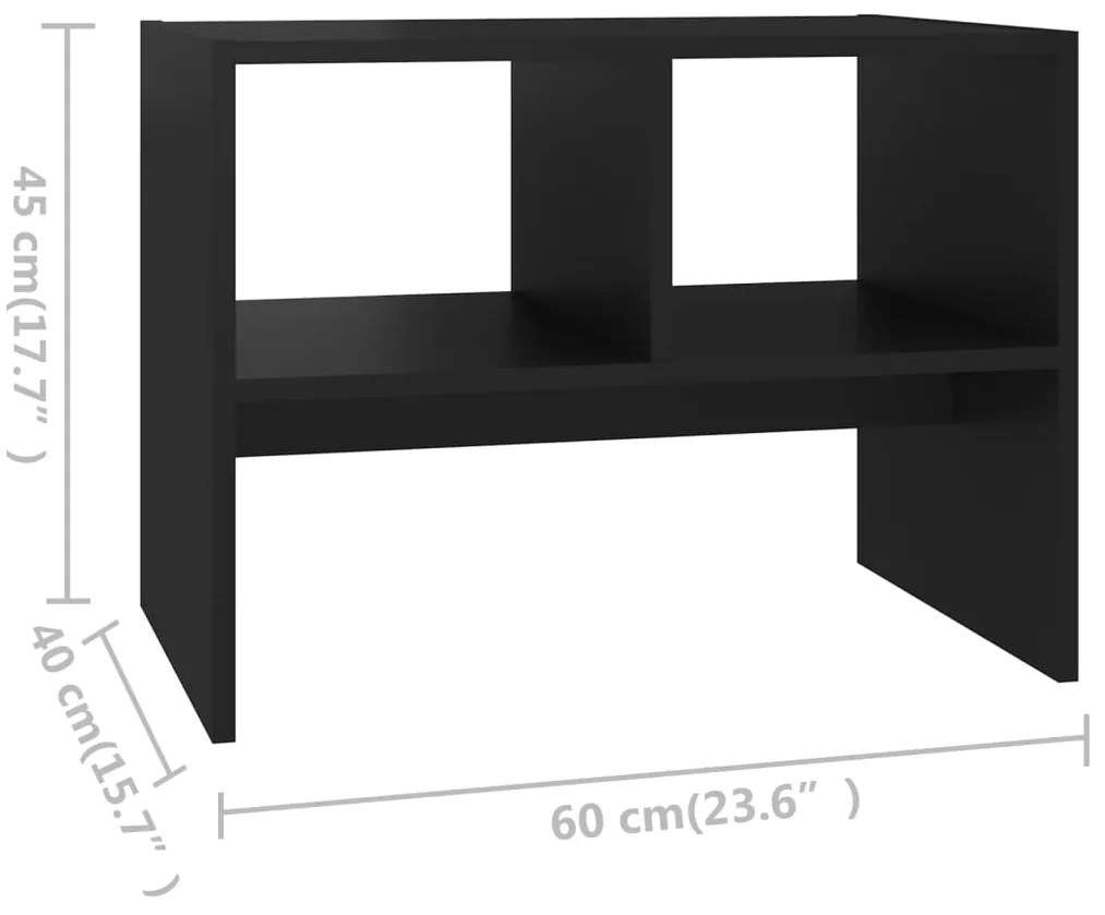Masa laterala, negru, 60x40x45 cm, PAL 1, Negru