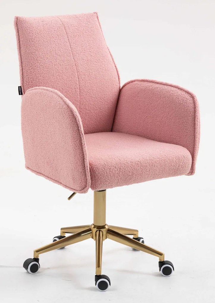 HR280K Scaun Roz Pudra Boucle cu Bază Aurie