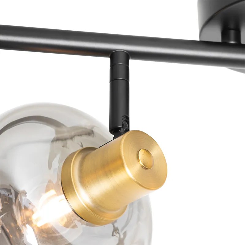 Spot de tavan inteligent negru cu auriu și sticlă fumurie 4 lumini incl. 4 Wifi P45 - Zuzanna