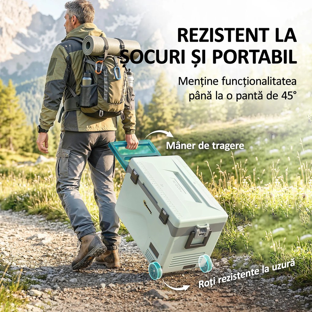 Outsunny Frigider Portabil 42,5L cu Compresor și Control prin Aplicație, -20℃ la 20℃ | Aosom Romania