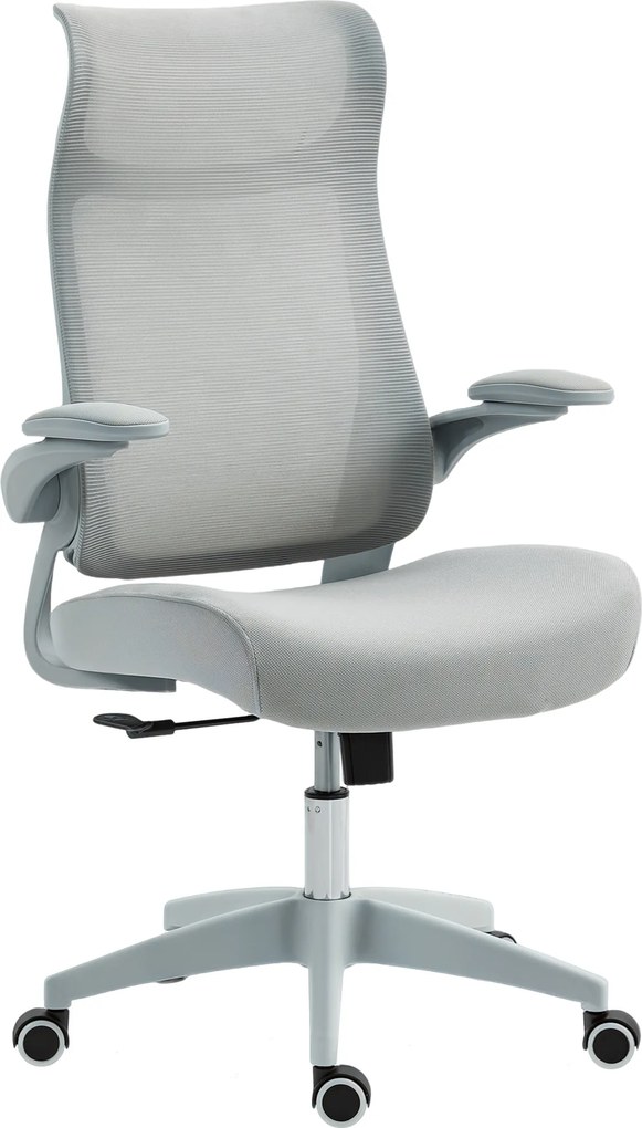 HOMCOM Scaun de birou ergonomic cu cotiere reglabile și tetieră, gri | Aosom Romania