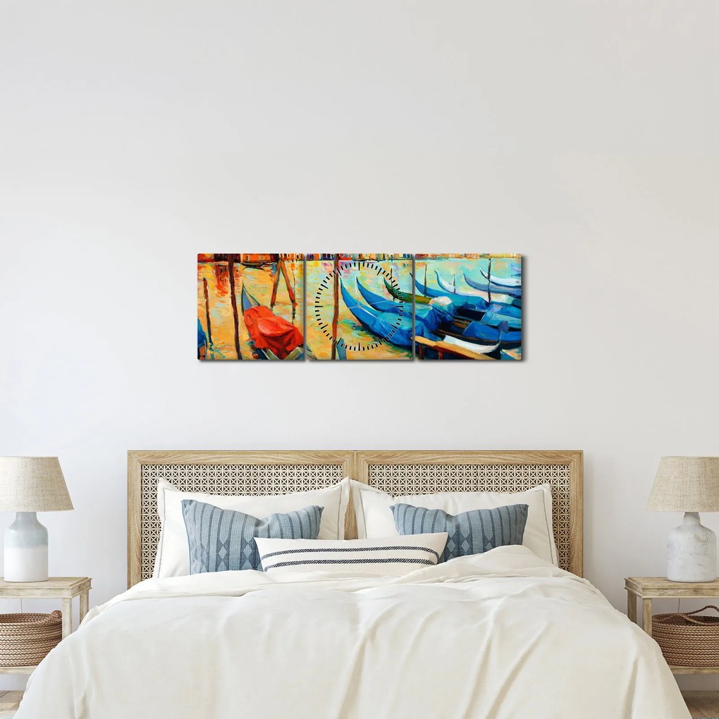 Tablou - Port în Veneția (cu ceas) (90x30 cm)