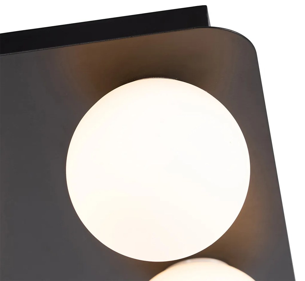 Plafoniera moderna de baie neagra patrata cu 4 lumini - Cederic