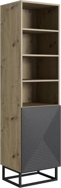 Bibliotecă Asha 50 cm pe soclu metalică - artizanal / rivier stone mat