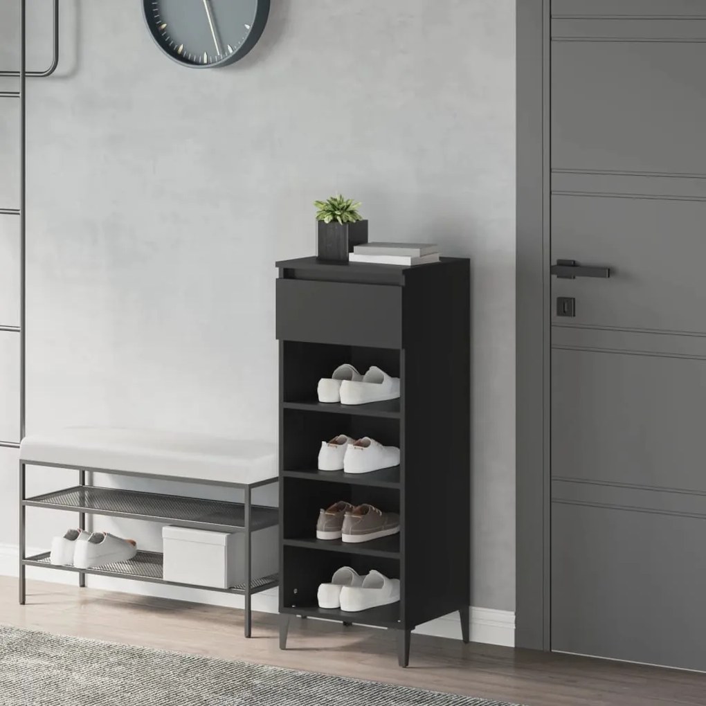 vidaXL Pantofar, negru, 40x36x105 cm, lemn prelucrat