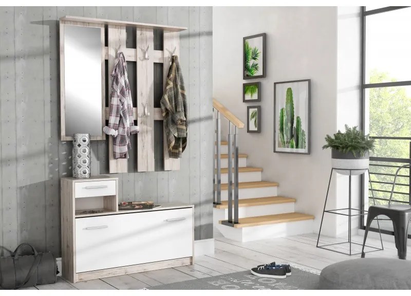 Cuier Hol Aramis 97x180x25 cm Nuanta Alb Stejar