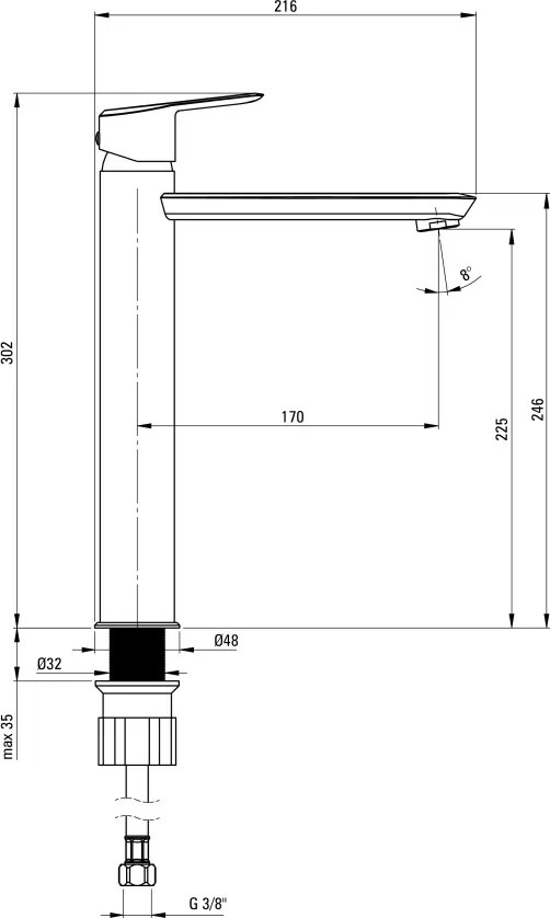 ARNIKA Baterie pentru chiuvetă, înalt Finisaj: Crom BQA_020N