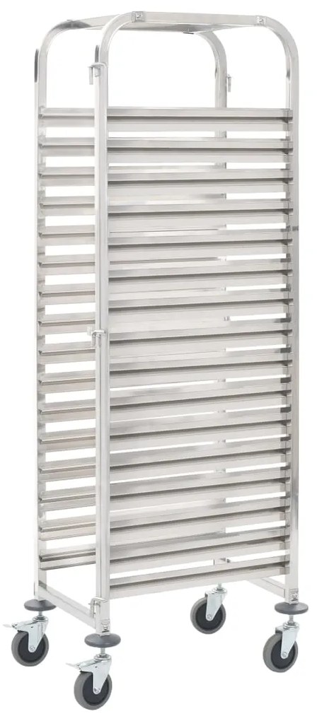 vidaXL Cărucior bucătărie pentru 16 tăvi, 38x55x163cm, oțel inoxidabil