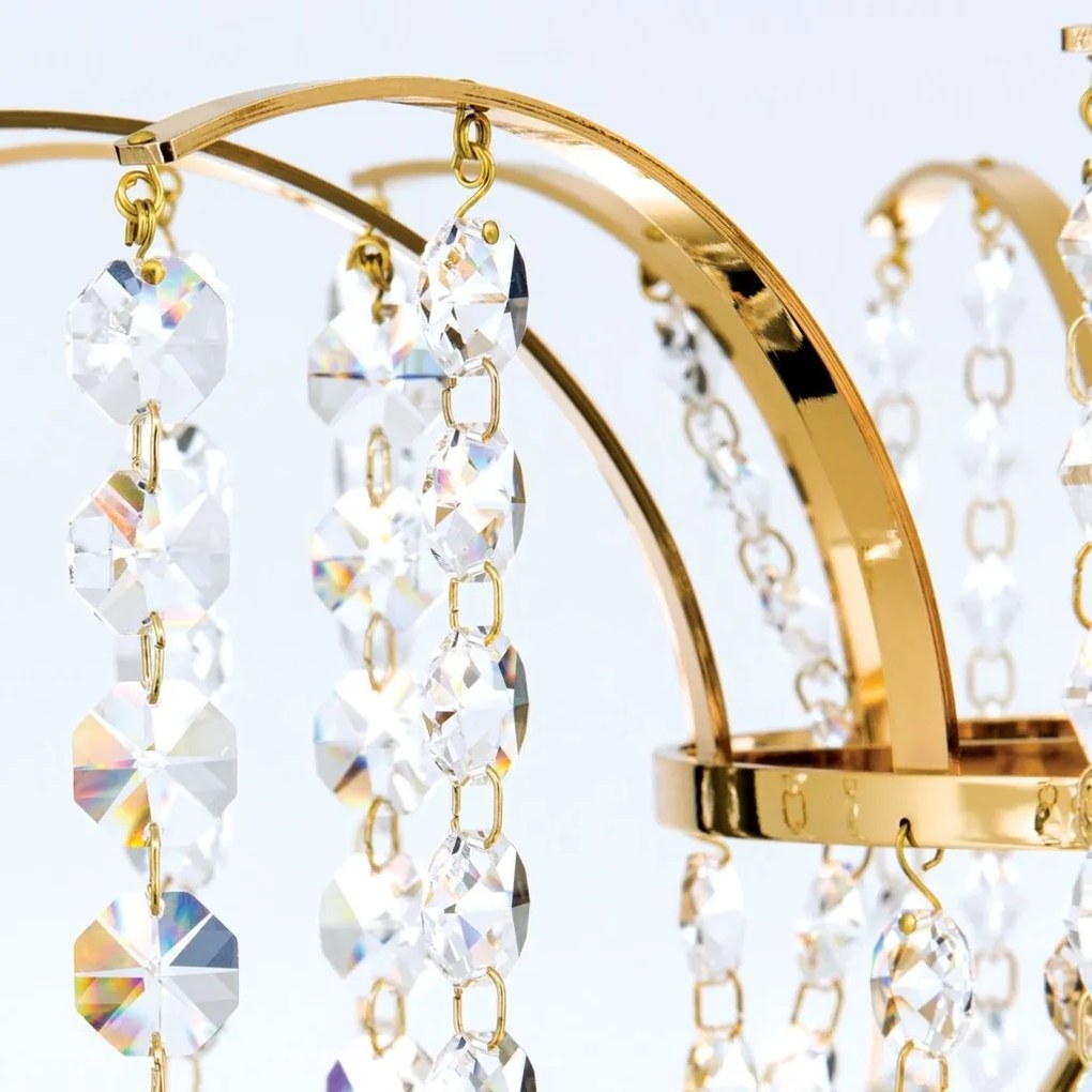 Candelabru cristal Asfour design lux KRISTALL KLASSISCH 3L gold/clear