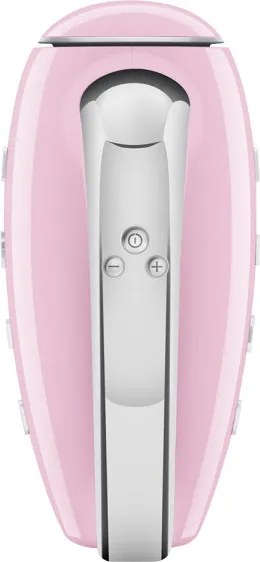 Mixer manual SMEG 50's Style HMF01PKEU, 250 W, 9 viteze, Functie Turbo, Afisaj LED, Timer, Accesorii, Roz