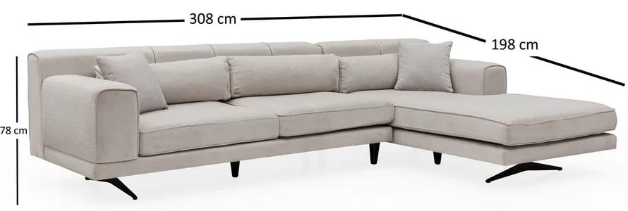 Colțar Artie Jivago bej, colț pe partea dreaptă