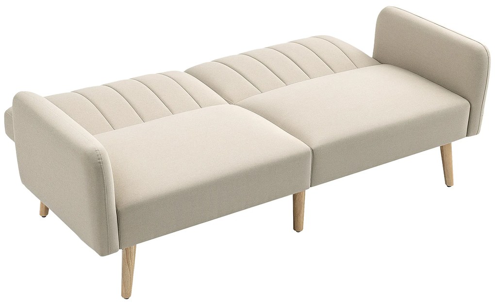 HOMCOM Canapea Extensibilă 2 Locuri Design Scandinavian Dossier Inclinabil 3 Poziții Picioare Lemn Aspect In Bej | Aosom Romania