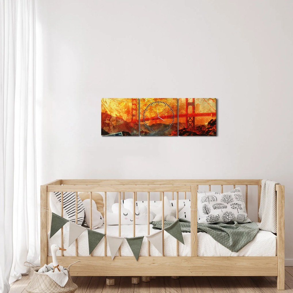 Tablou - Golden Gate, SanFrancisco, California (cu ceas) (90x30 cm)
