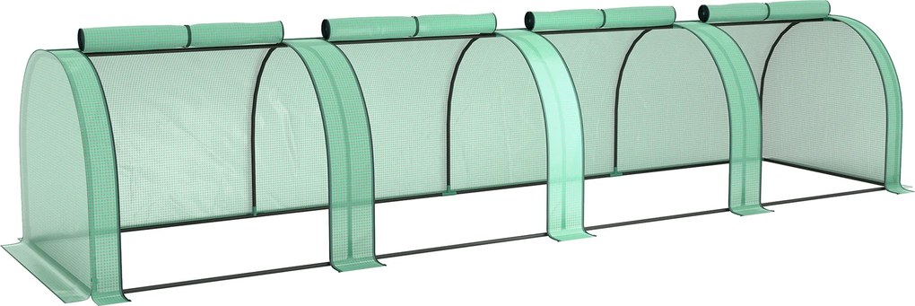 Outsunny Seră Portabilă Tip Tunel 4x1x0.8 m cu 4 Uși cu Fermoar, Acoperire PVC Rezistentă la Apă/UV | Aosom Romania