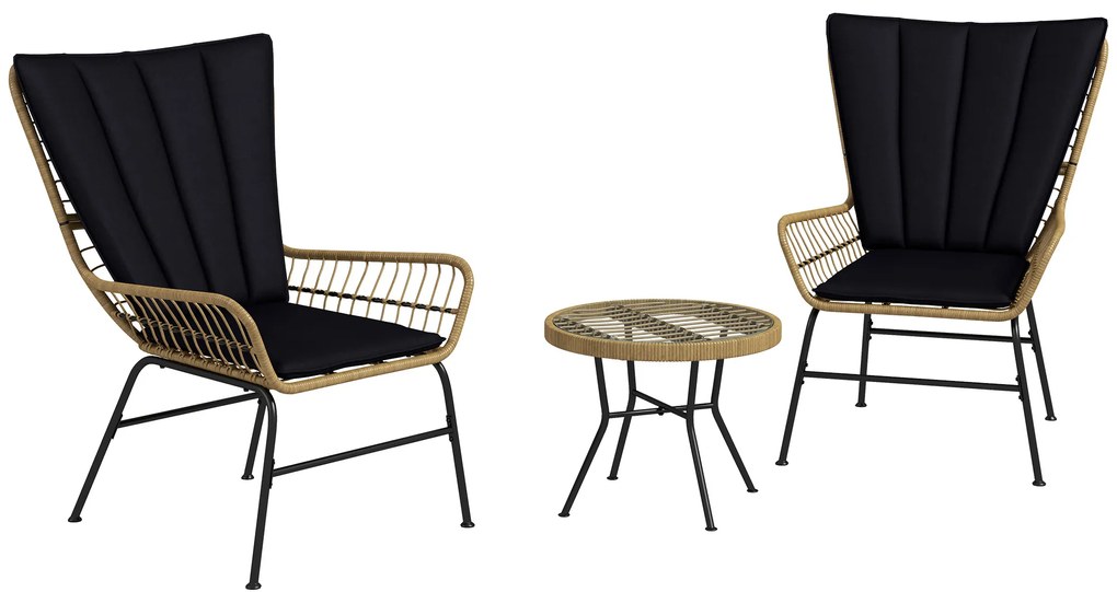 Outsunny Set de bistrou mobilier de balcon, stil Boho, rezistent la intemperii, 76 x 66 x 96 cm, Negru | Aosom Romania