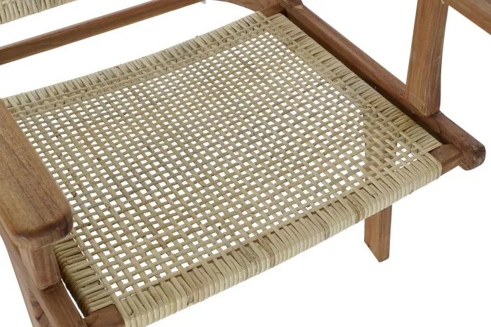 Fotoliu tip scaun maro , din lemn de tec si rattan ,